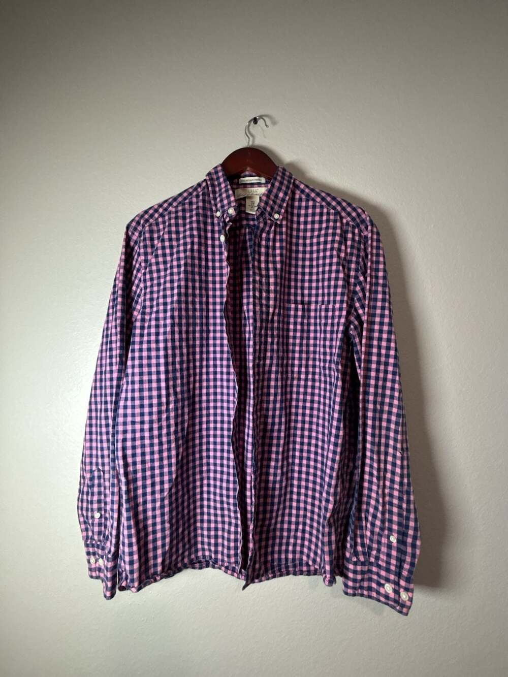 L.O.G.G. Pink and Navy Gingham Check Button-Down Shirt